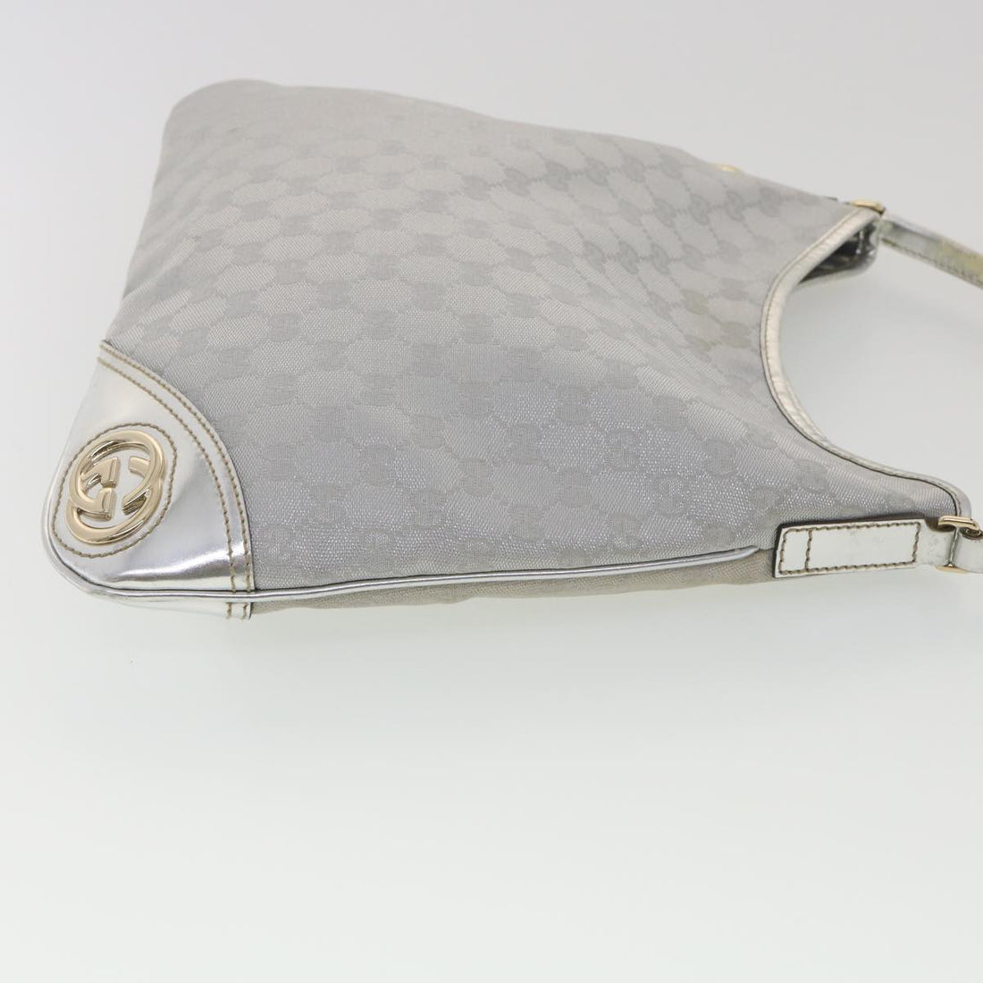 GUCCI GG Canvas Shoulder Bag Silver 169947 yk6144B
