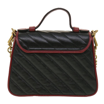 GUCCI GG Marmont Hand Bag Leather 2way Black 583571 yk6261