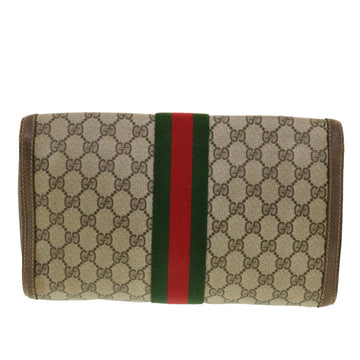 GUCCI GG Canvas Web Sherry Line Clutch Bag Beige Red 89.01.007 yk6645B