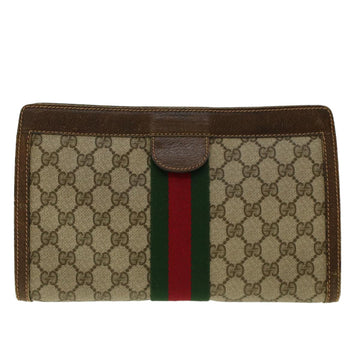 GUCCI GG Canvas Web Sherry Line Clutch Bag Beige Red Green yk6708