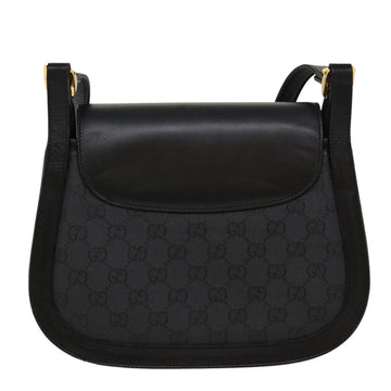 GUCCI GG Canvas Turn Lock Shoulder Bag Coated Canvas Black yk6991B