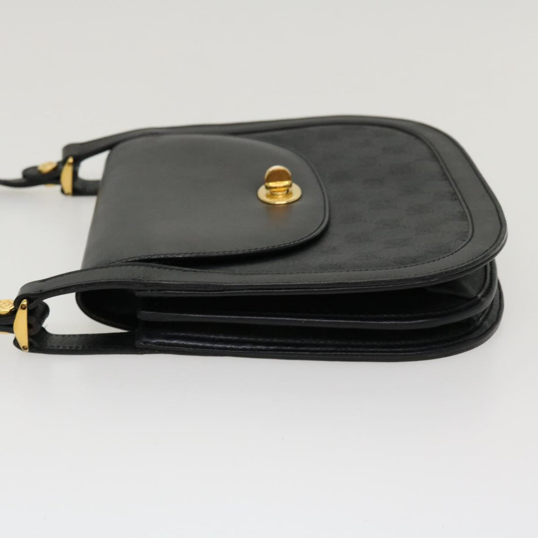 GUCCI GG Canvas Turn Lock Shoulder Bag Coated Canvas Black yk6991B