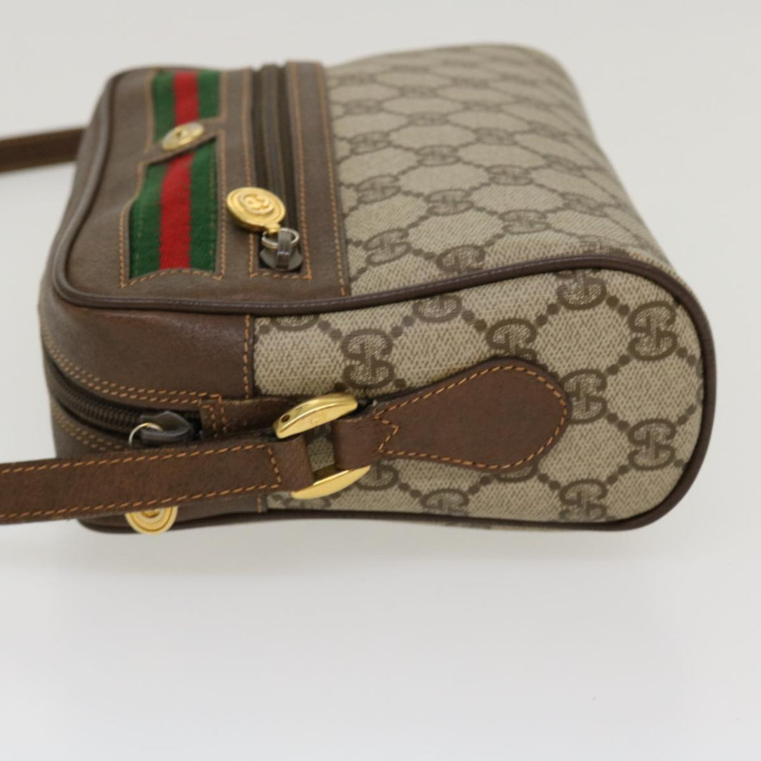 GUCCI GG Canvas Web Sherry Line Shoulder Bag Beige Red 56.02.087 yk6994B