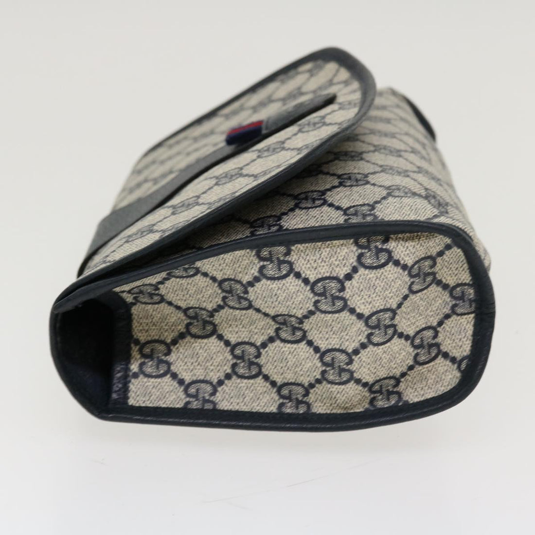 GUCCI GG Canvas Sherry Line Clutch Bag Gray Red Navy 014.122 yk7022B