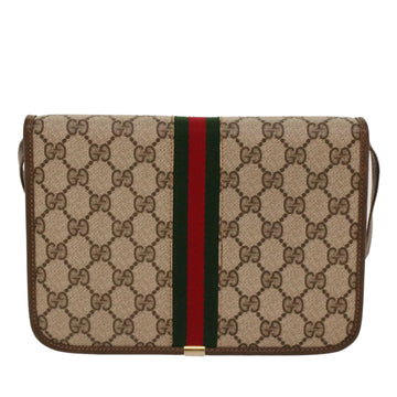 GUCCI GG Canvas Web Sherry Line Shoulder Bag Beige Red Green yk7034B