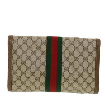 GUCCI GG Canvas Web Sherry Line Clutch Bag Beige Red 89.01.007 yk7088B