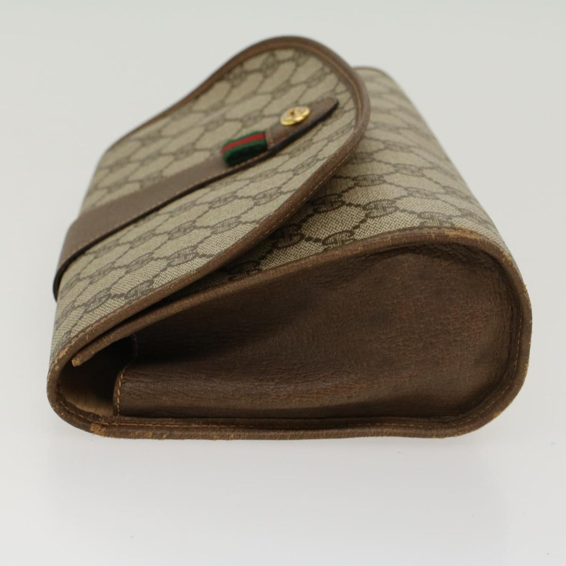 GUCCI GG Canvas Web Sherry Line Clutch Bag Beige Red Green 89.01.030 yk7159