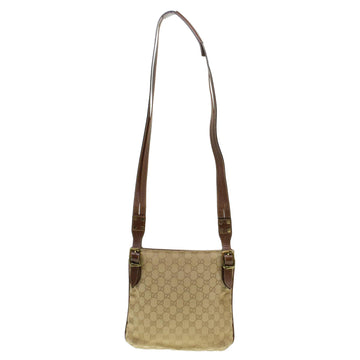 GUCCI GG Canvas Shoulder Bag Leather Beige 115514 yk7361
