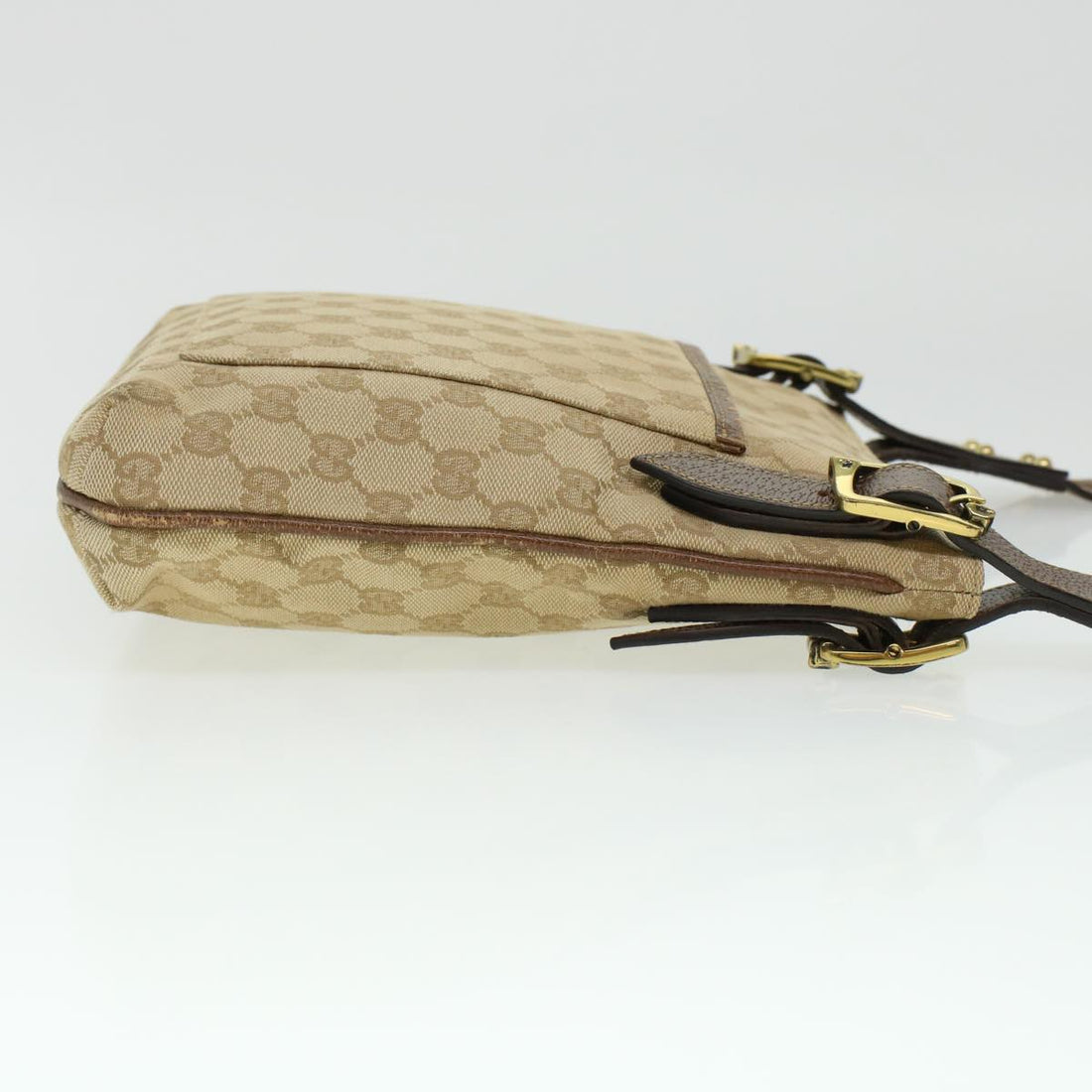 GUCCI GG Canvas Shoulder Bag Leather Beige 115514 yk7361