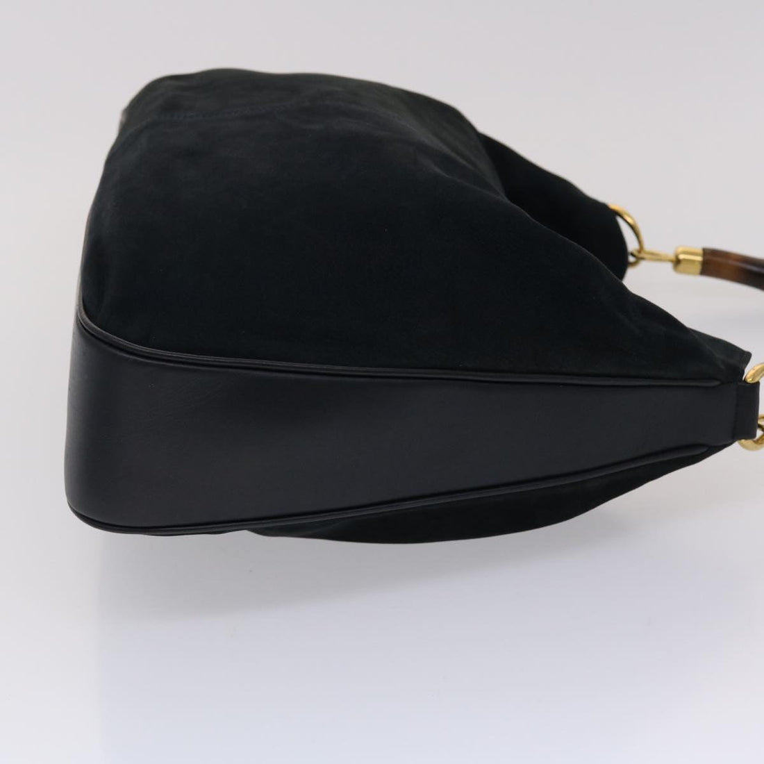 GUCCI Bamboo Shoulder Bag Suede 2way Navy yk7417