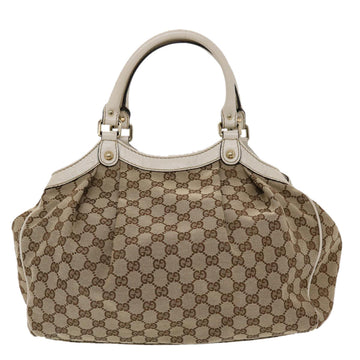 GUCCI GG Canvas Hand Bag Leather Beige 211944 yk7479