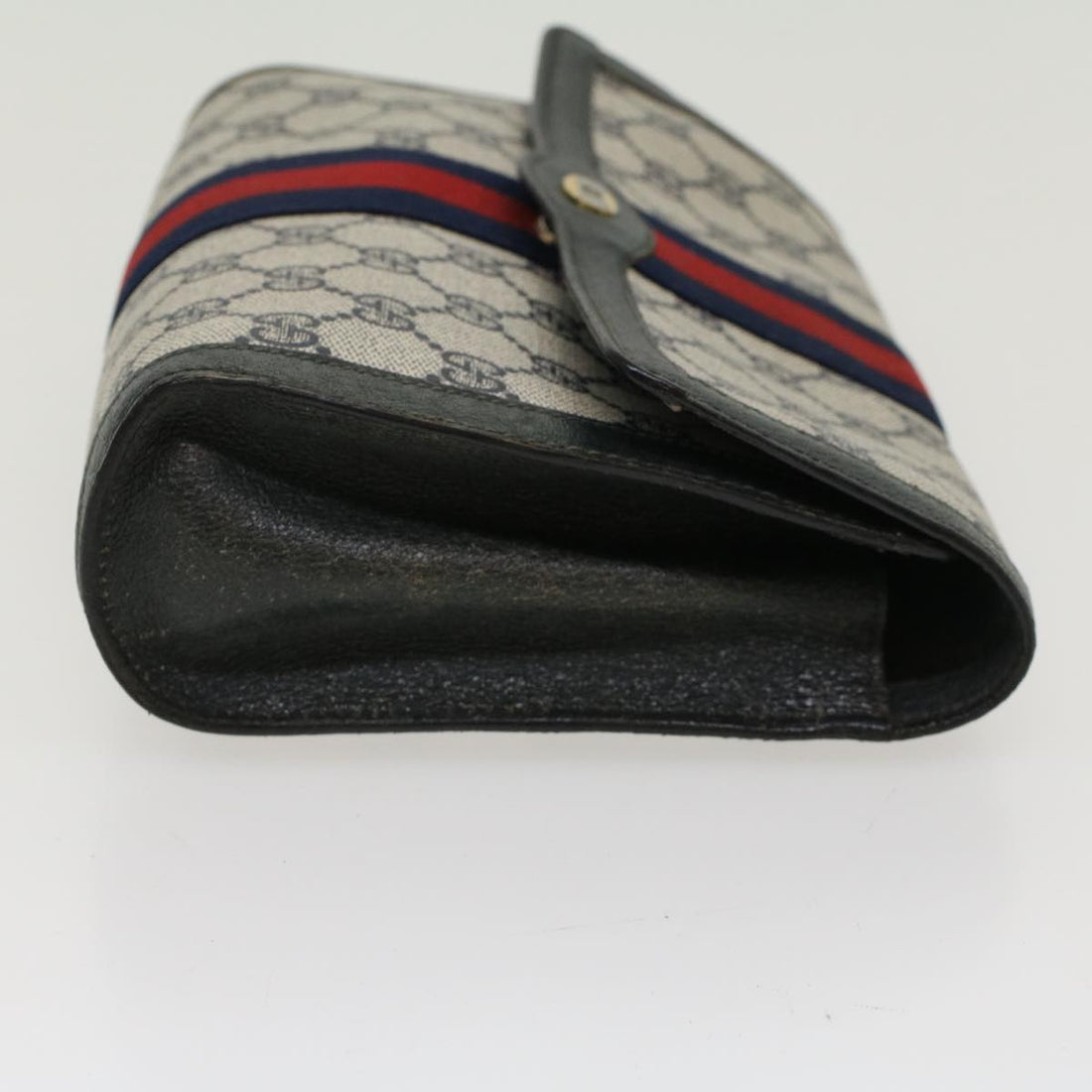 GUCCI GG Canvas Sherry Line Clutch Bag Gray Red Navy 89.01.006 yk7558B