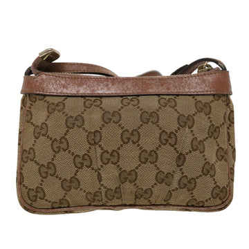 GUCCI GG Canvas Shoulder Bag Leather Beige 256899 yk7570B