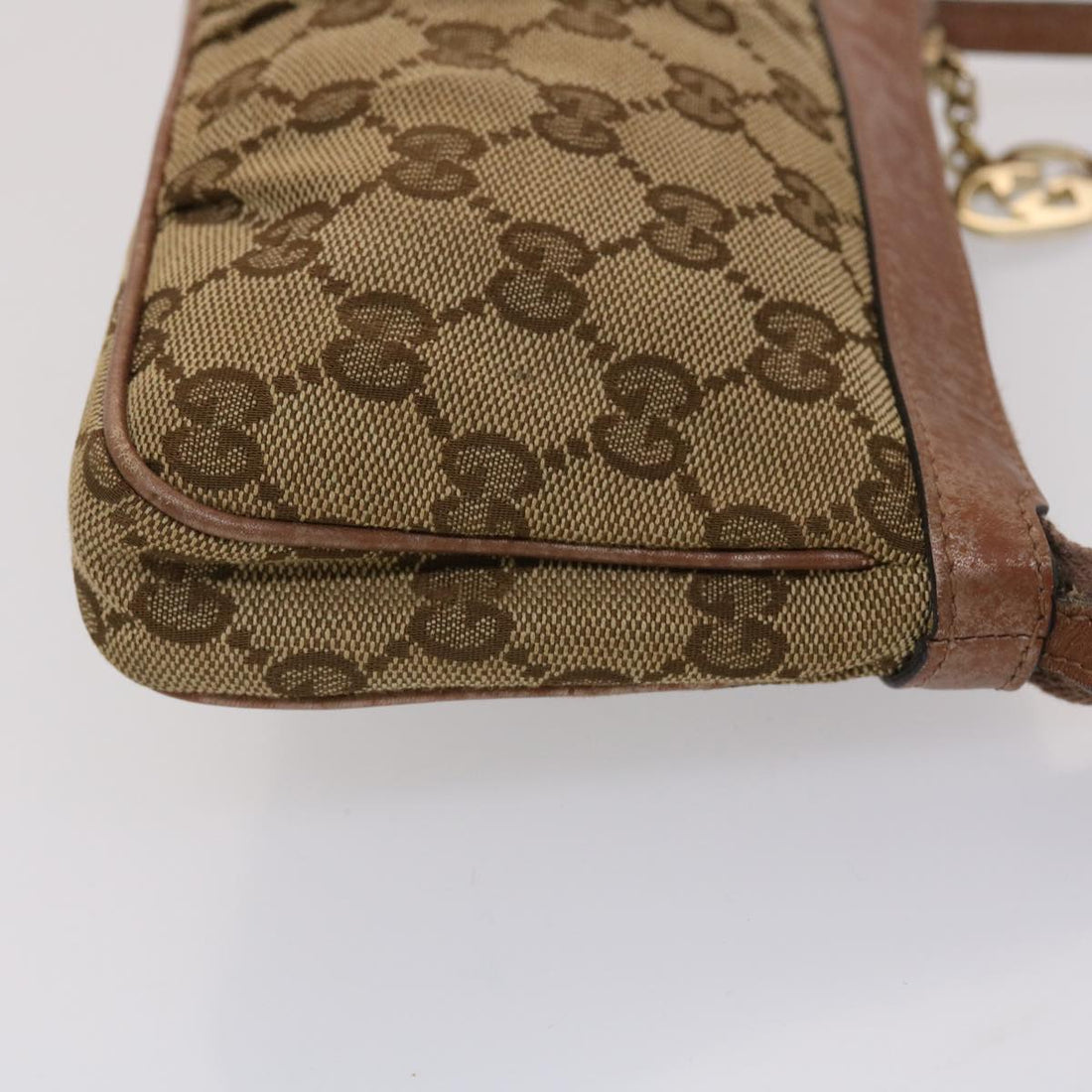 GUCCI GG Canvas Shoulder Bag Leather Beige 256899 yk7570B