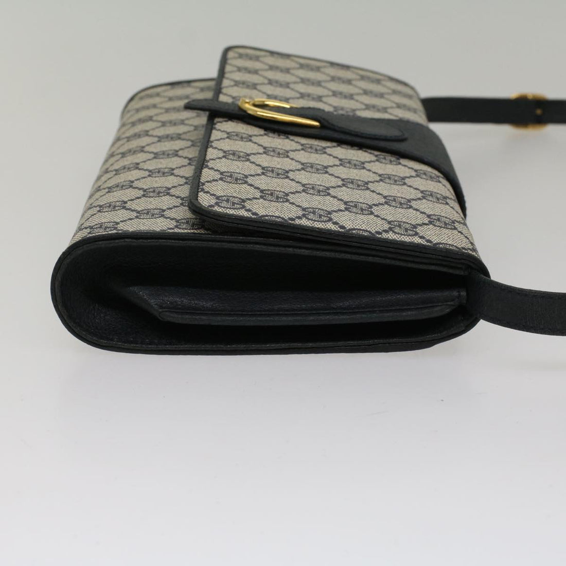 GUCCI GG Canvas Shoulder Bag PVC Leather Gray Navy 904.02.050 yk7727