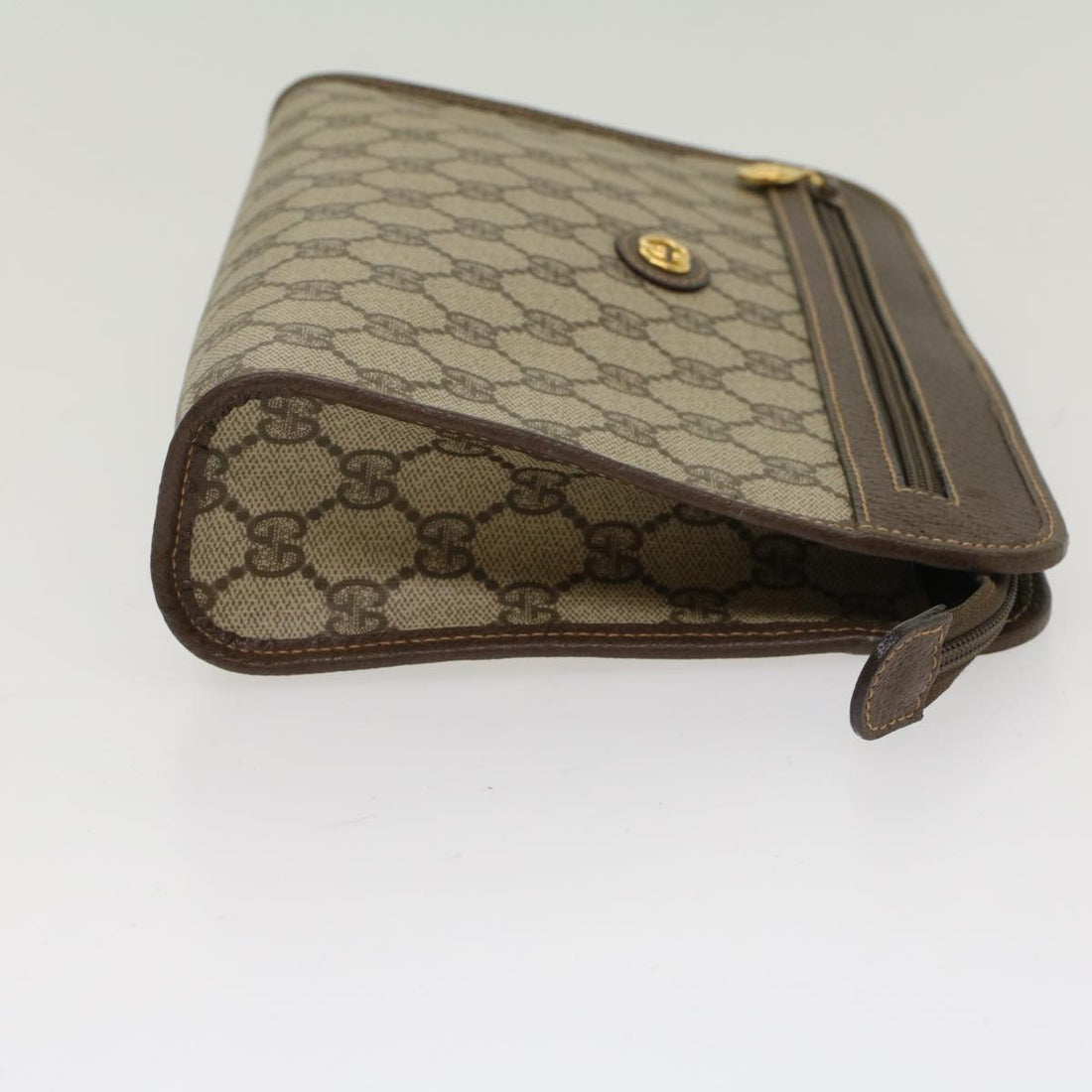 GUCCI GG Canvas Clutch Bag PVC Leather Beige 014.122.6063.4021 yk7734