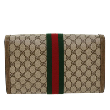 GUCCI GG Canvas Web Sherry Line Clutch Bag Beige Red Green 89.01.007 yk7743