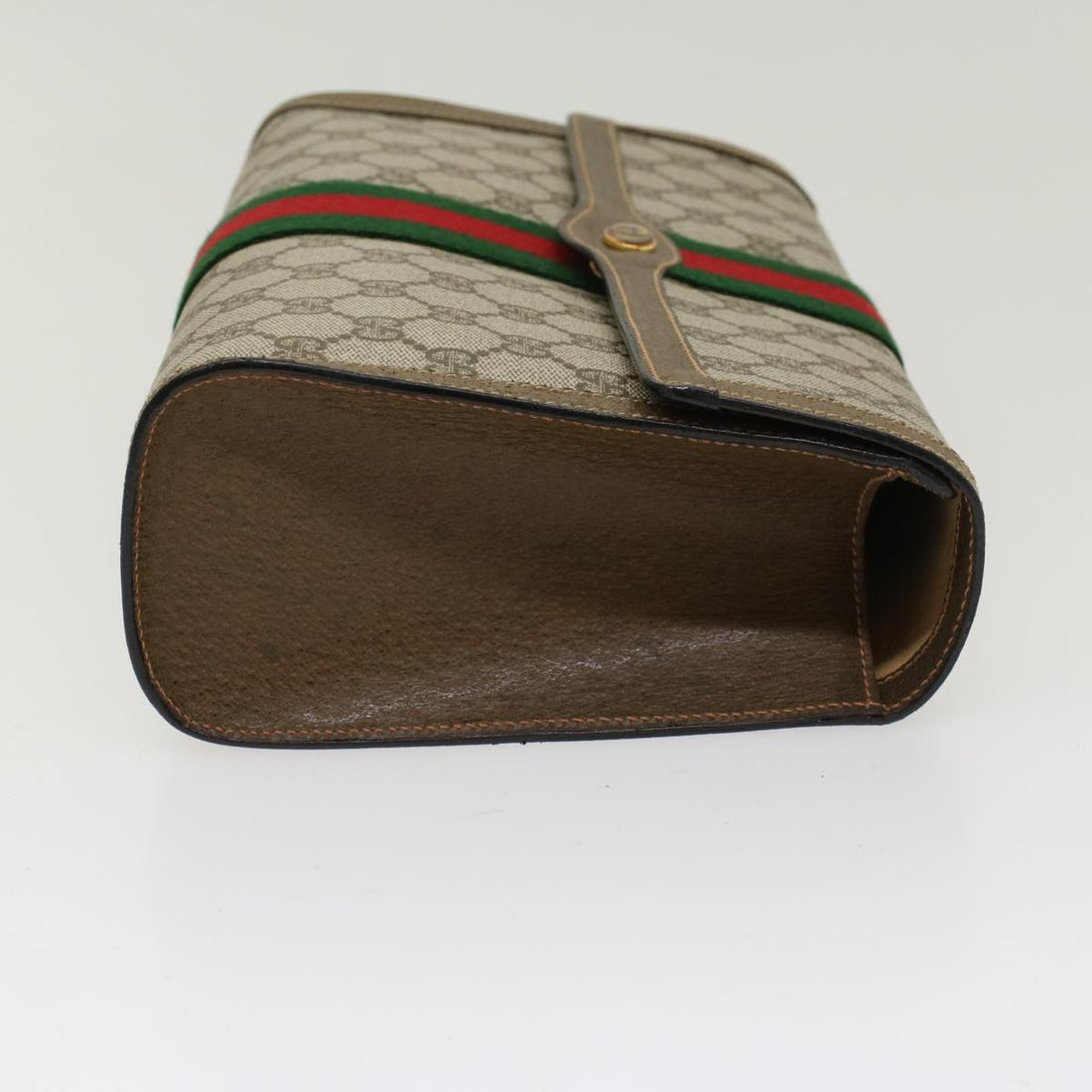 GUCCI GG Canvas Web Sherry Line Clutch Bag Beige Red Green 89.01.007 yk7743
