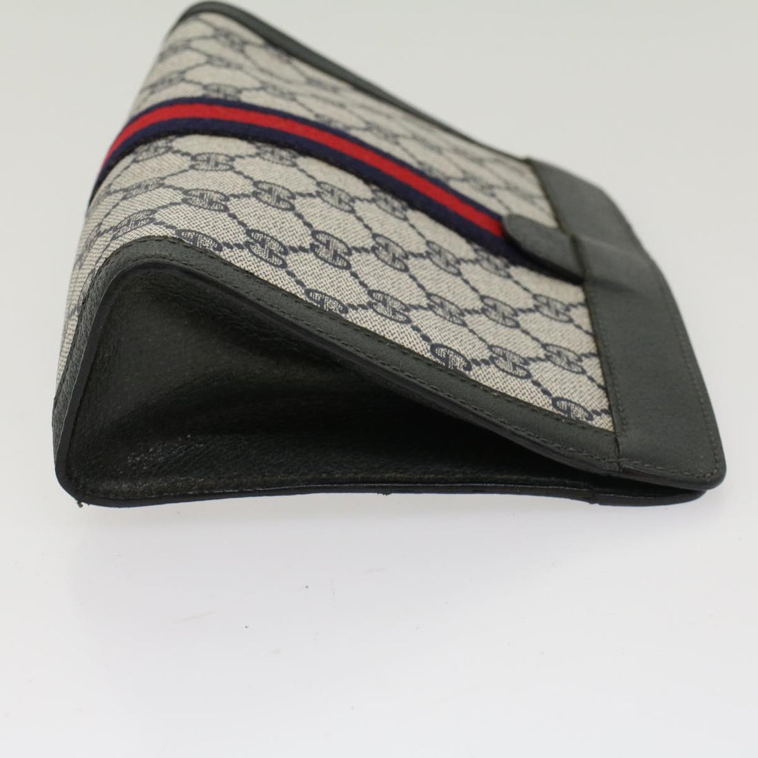 GUCCI GG Canvas Sherry Line Clutch Bag Gray Red Navy 89.01.001 yk7814