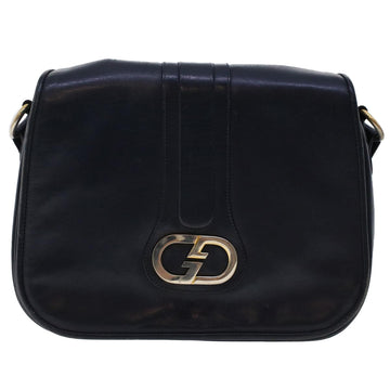 GUCCI Shoulder Bag Leather 2Set Black Navy yk7836B