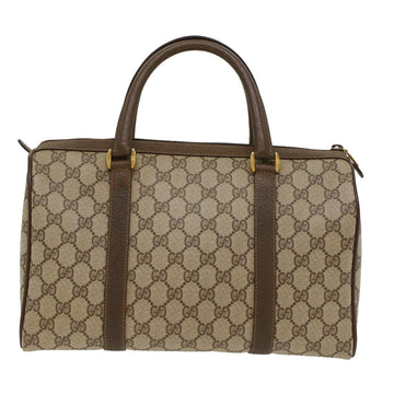 GUCCI GG Canvas Web Sherry Line Boston Bag PVC Leather Beige Green yk7850