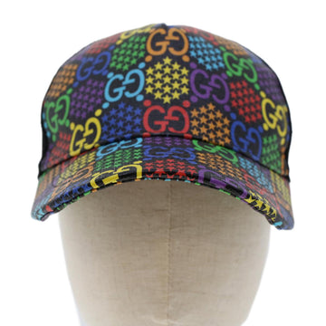 GUCCI GG Psychedelic Cap PVC Leather M 58 Multicolor Black 517074 yk7867