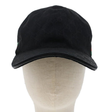 GUCCI GG Canvas Web Sherry Line Cap XL 60 Black Red Green 200035 yk7873