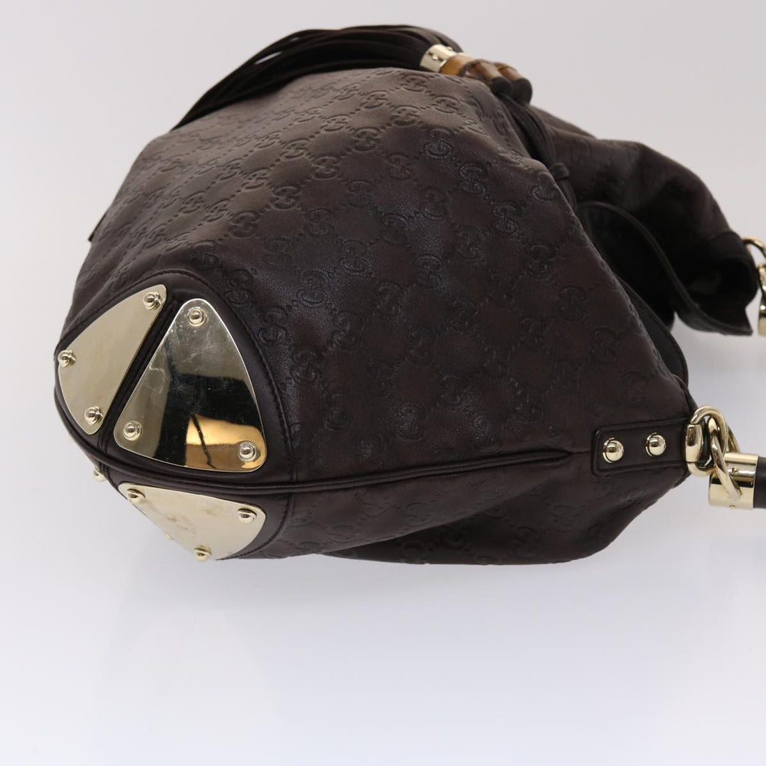 GUCCI Gucci Shima GG Canvas Bamboo Indy Shoulder Bag Brown 177088 yk7897