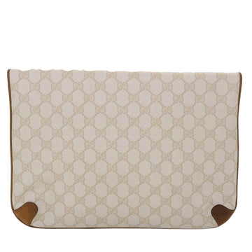 GUCCI GG Canvas Clutch Bag PVC Leather White Brown yk7923