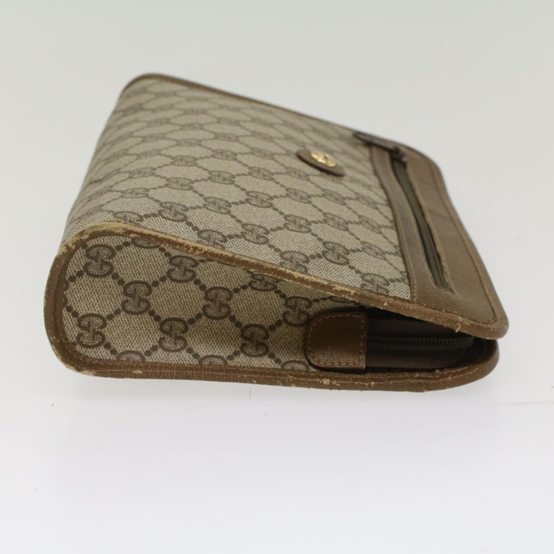 GUCCI GG Canvas Clutch Bag PVC Leather Beige yk7935B