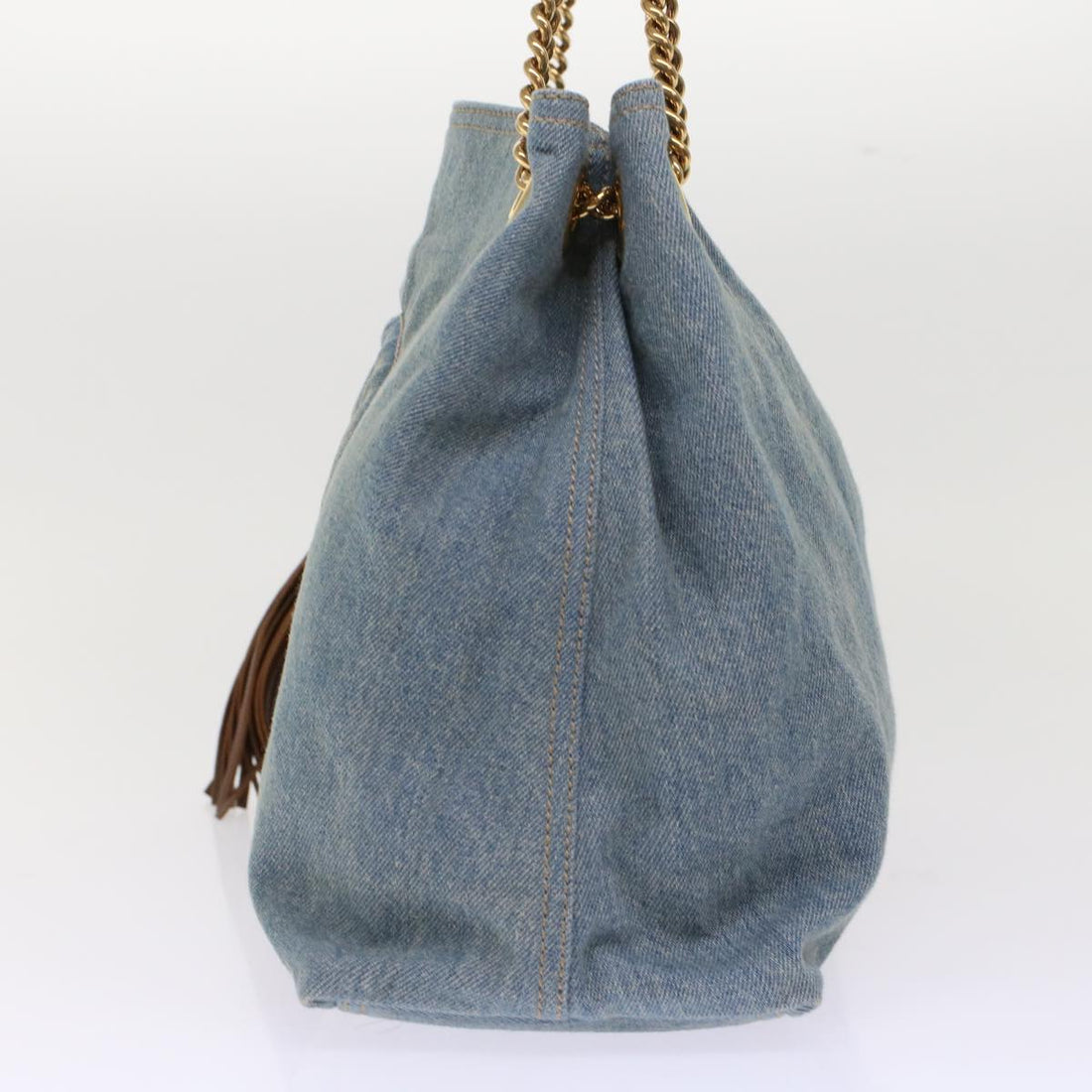 GUCCI Soho Chain Shoulder Bag Denim Blue 308982 yk7993