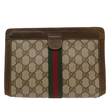 GUCCI GG Canvas Web Sherry Line Clutch Bag Beige Red 37.014.2125 yk8078