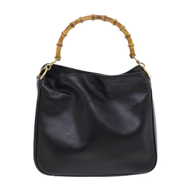 GUCCI Bamboo Shoulder Bag Leather 2way Black yk8104B