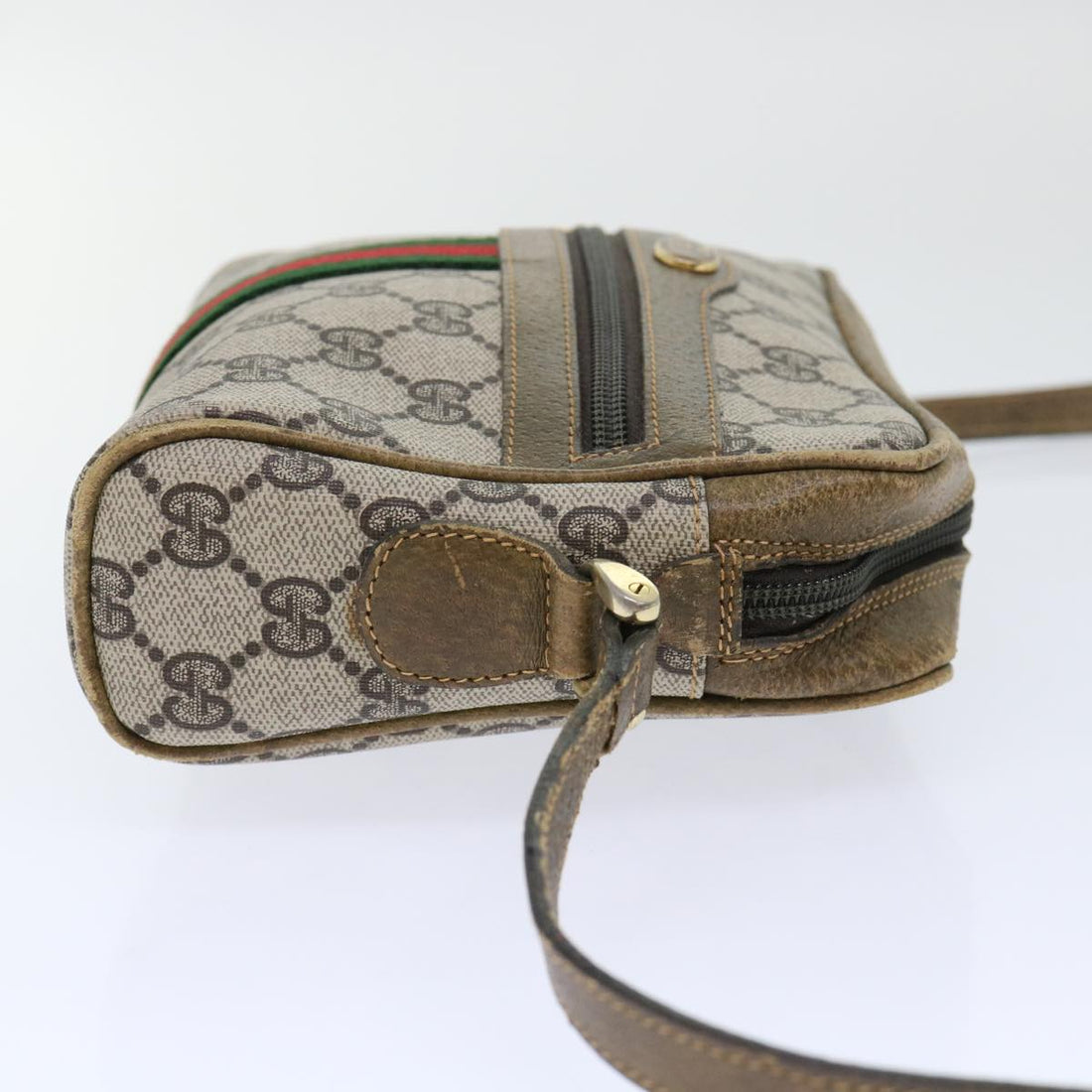 GUCCI GG Canvas Web Sherry Line Shoulder Bag Beige Red 39.001.4938 yk8120B