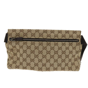 GUCCI GG Canvas Waist bag Leather Beige 28566 yk8169