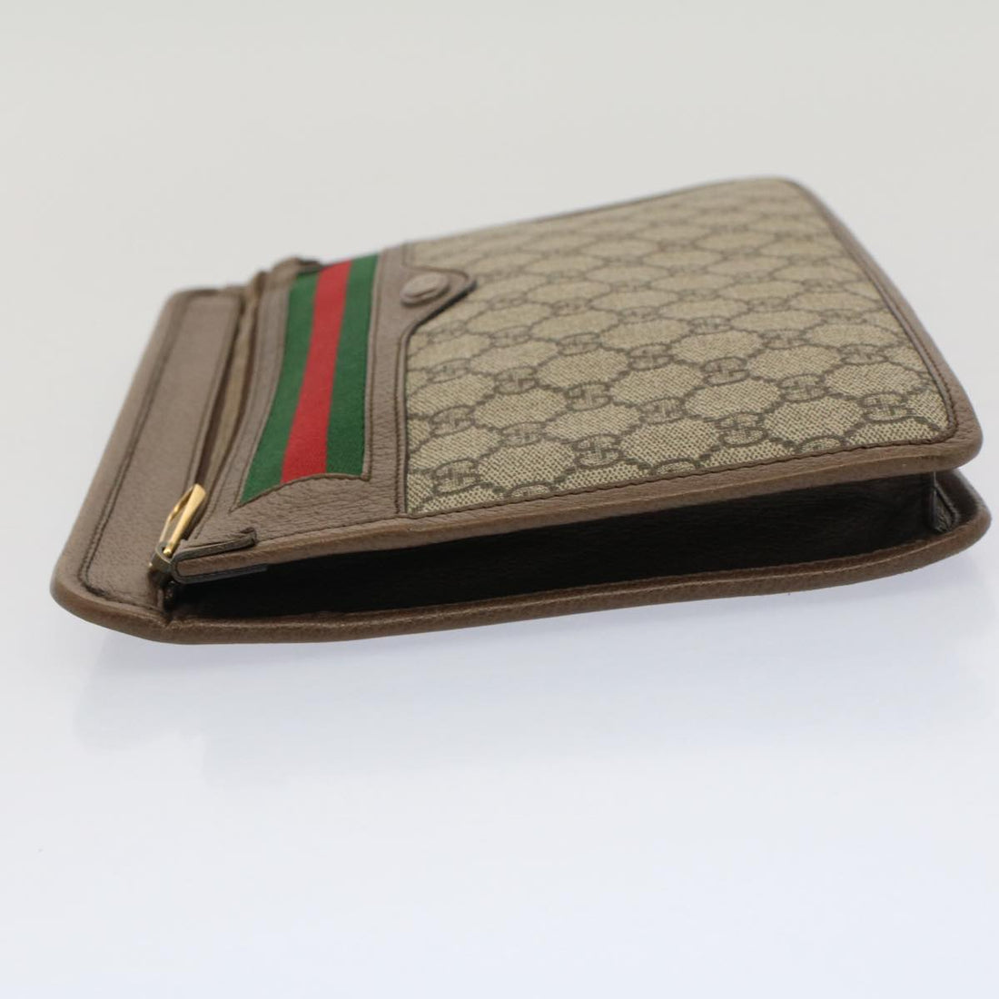 GUCCI GG Canvas Web Sherry Line Clutch Bag Beige Red Green 597619 yk8206