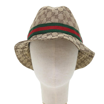 GUCCI GG Canvas Web Sherry Line Hat L Beige Red Green yk8211