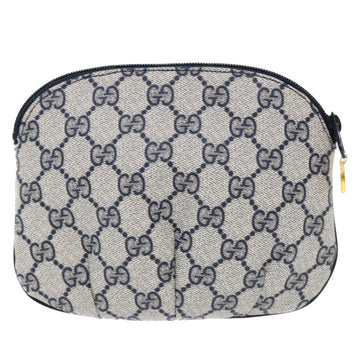 GUCCI GG Canvas Pouch PVC Leather Gray Navy yk8214