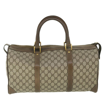 GUCCI GG Canvas Boston Bag Vintage PVC Leather Beige yk8223