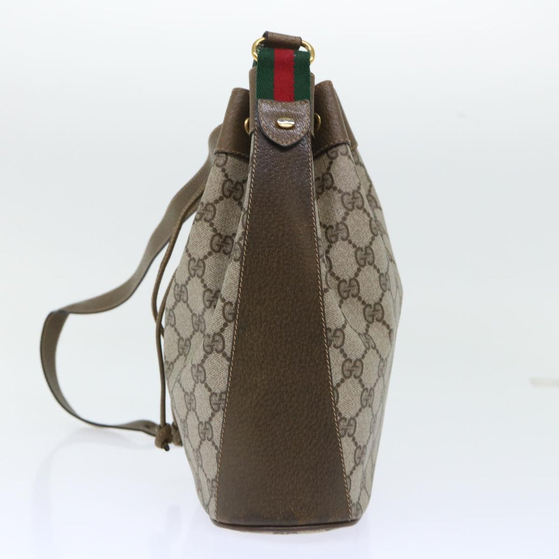 GUCCI GG Canvas Web Sherry Line Shoulder Bag Beige Green 41.02.034 yk8237