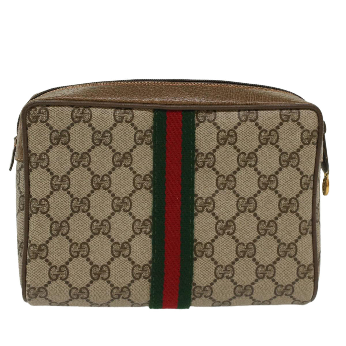 GUCCI GG Canvas Web Sherry Line Clutch Bag Beige Red Green 56.01.012 yk8241
