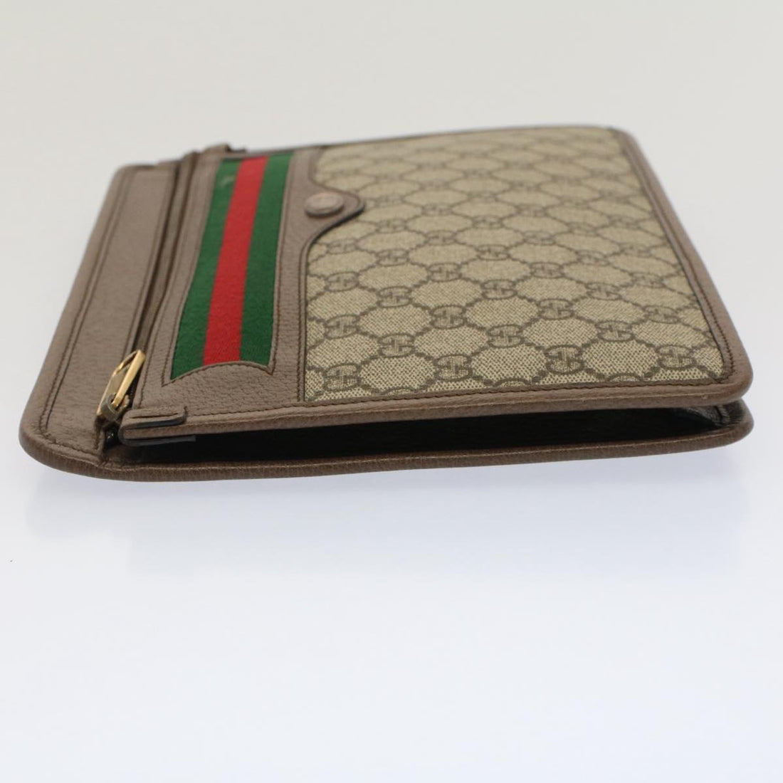 GUCCI GG Canvas Web Sherry Line Clutch Bag Beige Red Green 597619 yk8242