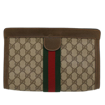 GUCCI GG Canvas Web Sherry Line Clutch Bag Beige Red Green 89.01.002 yk8254