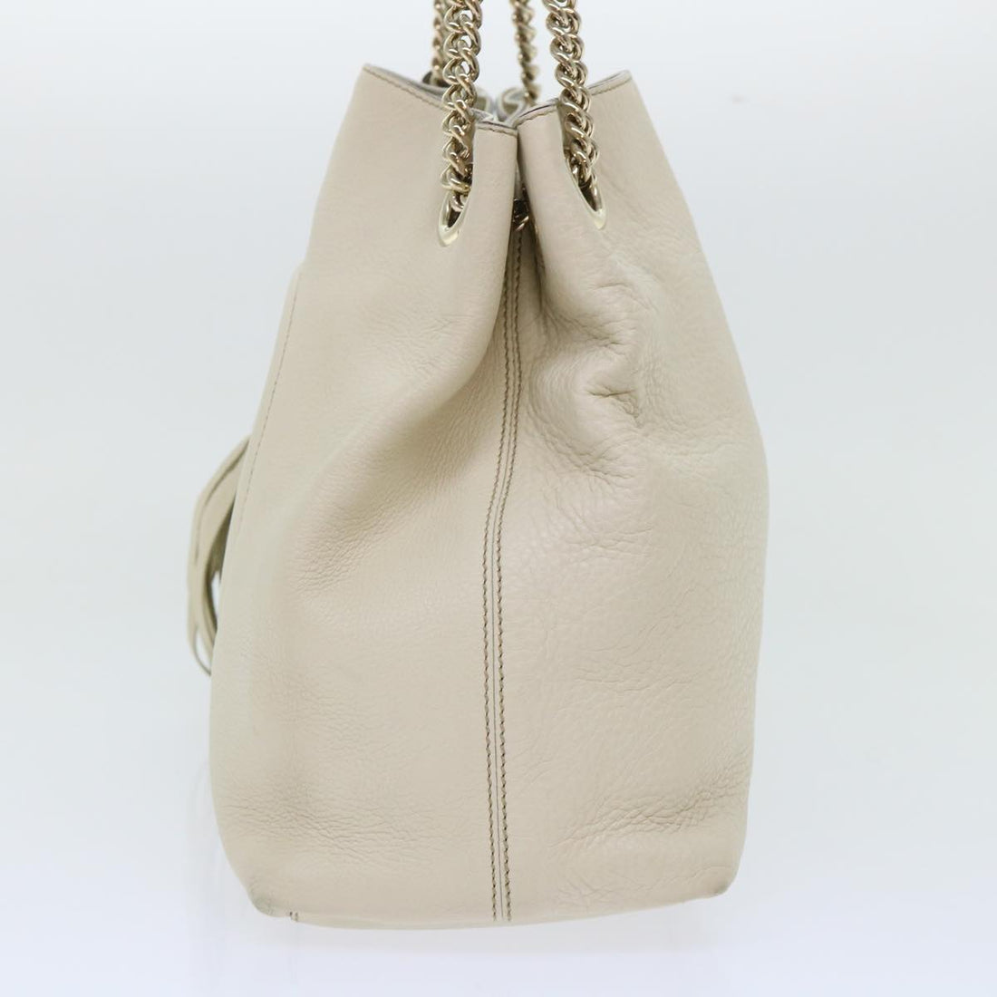GUCCI Soho Chain Shoulder Bag Leather White 308982 yk8266