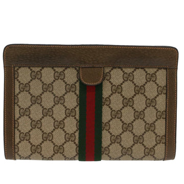 GUCCI GG Canvas Web Sherry Line Clutch Bag Beige Red Green 89.01.001 yk8285