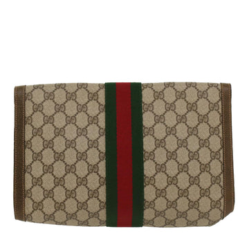 GUCCI GG Canvas Web Sherry Line Clutch Bag Beige Red 67.014.3087 yk8319