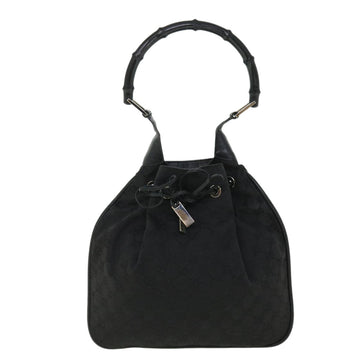 GUCCI GG Canvas Bamboo Shoulder Bag Black 001.4033 yk8328