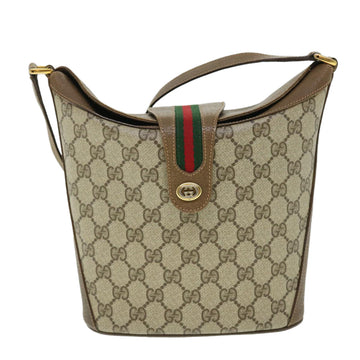 GUCCI GG Canvas Web Sherry Line Shoulder Bag PVC Leather Beige Red yk8333