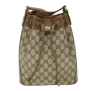 GUCCI GG Canvas Web Sherry Line Shoulder Bag PVC Leather Beige Red yk8336