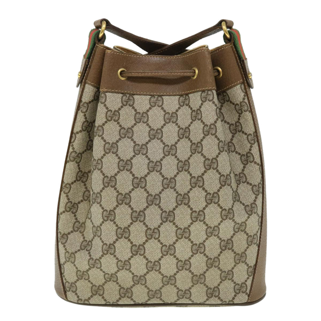 GUCCI GG Canvas Web Sherry Line Shoulder Bag PVC Leather Beige Red yk8336